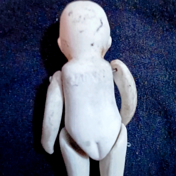 Early 1900s Jointed Bisque Porcelain Doll w/limbs attached 3 1/2" - Picture 5 of 6